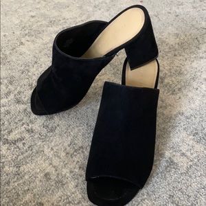Marc Fisher Black Suede Mule Heels